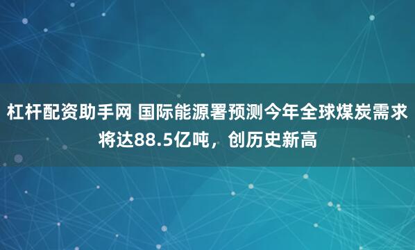 杠杆配资助手网 国际能源署预测今年全球煤炭需求将达88.5亿吨，创历史新高
